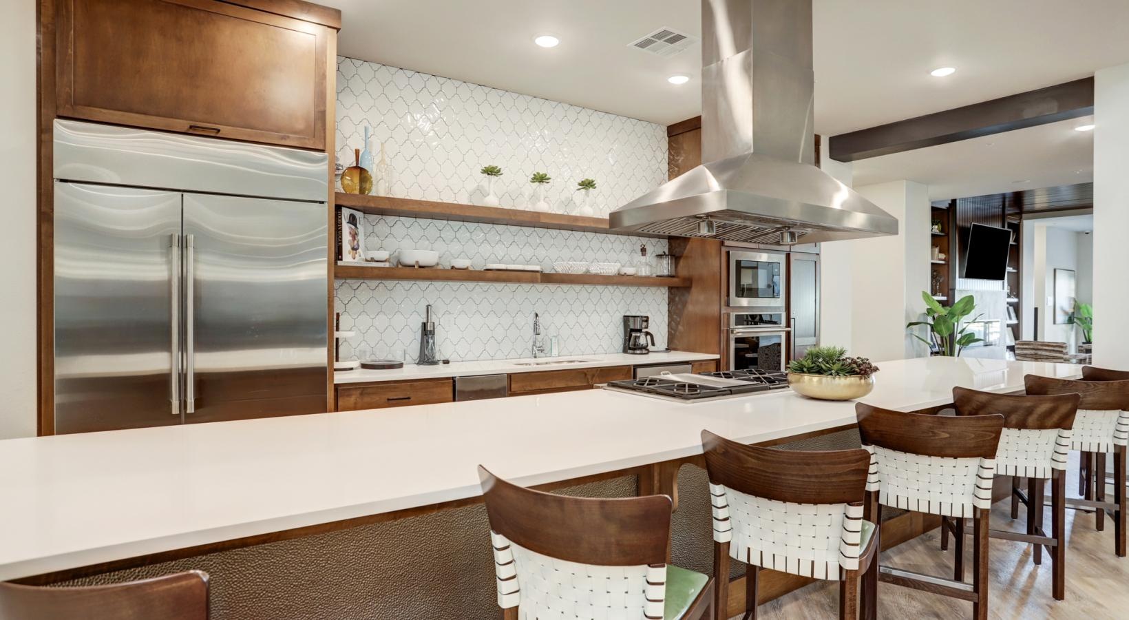 Access to resident-only features a kitchen with a large island